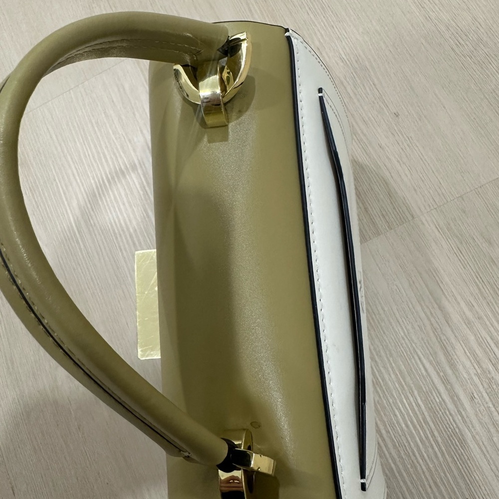 Zac Zac Posen Olive Green and Cream Handle Shoulder Bag - Picture 11 of 13